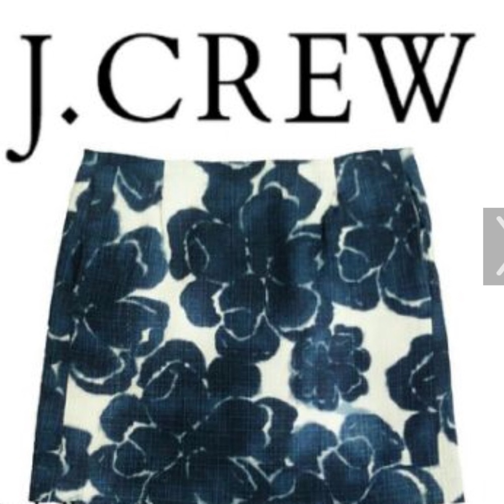 JCREW BLUE WHITE FLORAL INK SKIRT